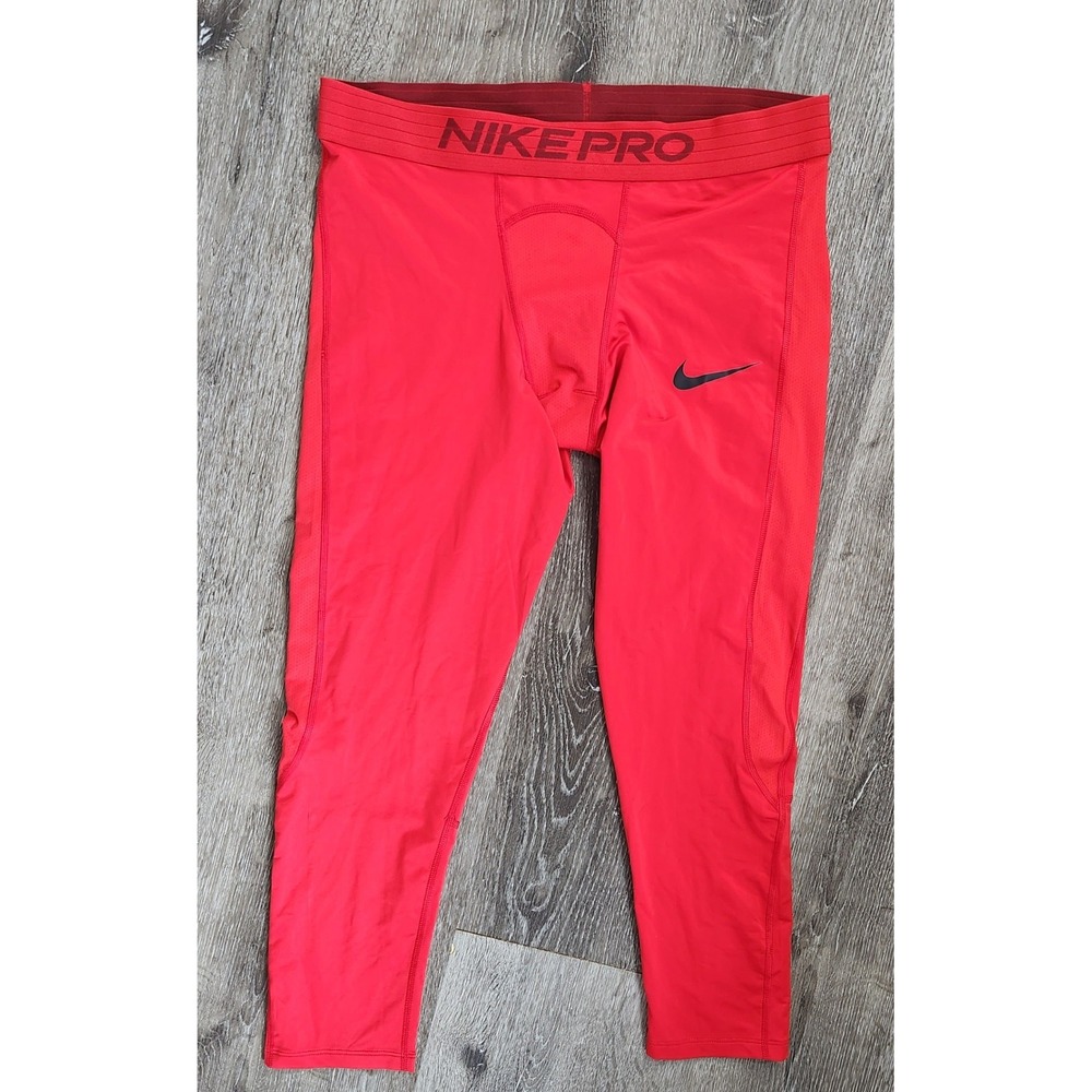 Nike Pro Dri-FIT Mens Red Compression Tights Leggings XXL Tight Fit Training